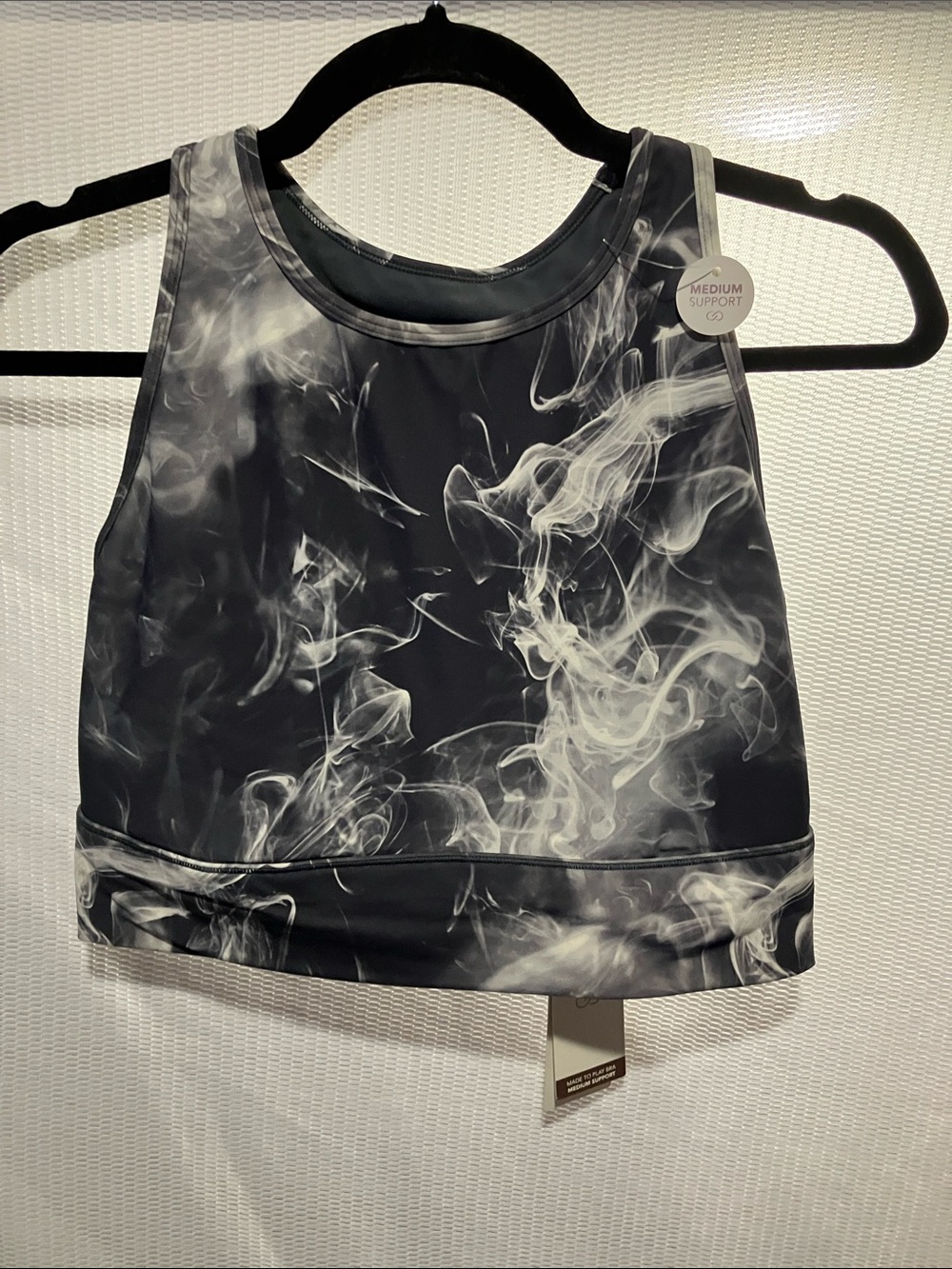 CALIA by Carrie Underwood Black & White Smoke-Print High Neck Sports Bra